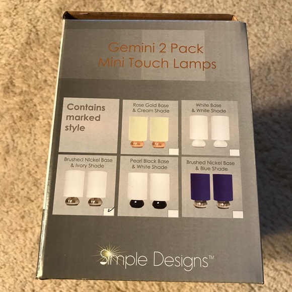 Simple Designs Gemini Mini Touch Lamps 2 Pack - Picture 6 of 10